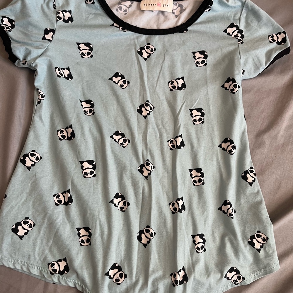 Cute Panda Print Kids Shirt - Blue